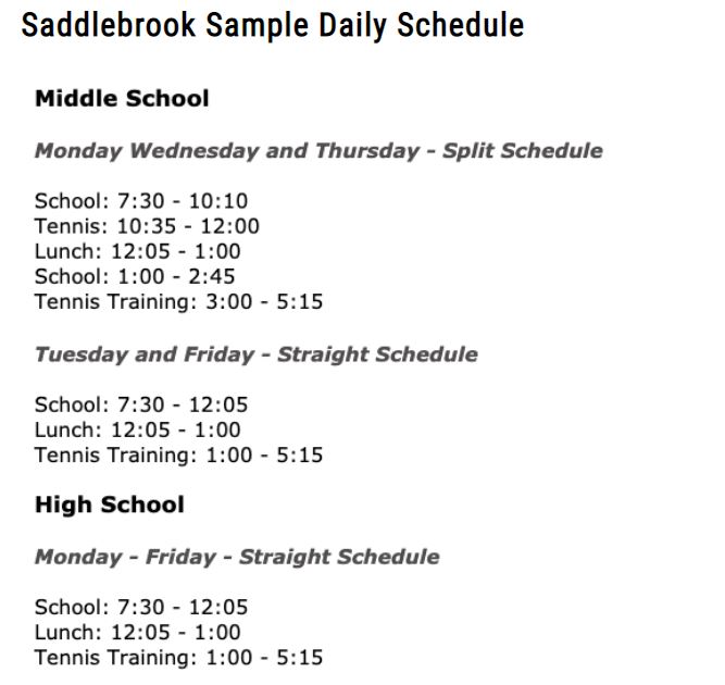 Saddlebrook tennis daily schedule